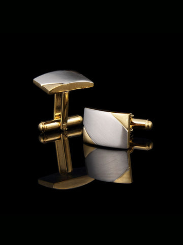 Men's Gold Brushed Metal Color Contrast Cufflinks SM111009