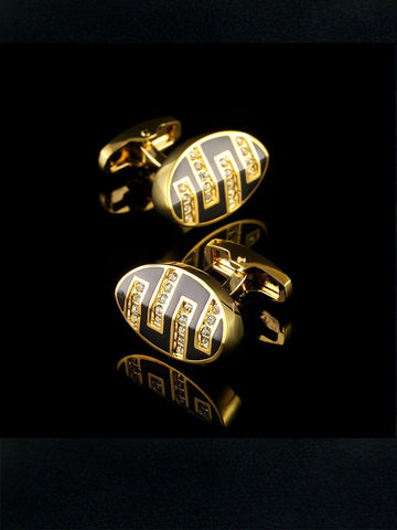 Men's French Oval Shape Zircon Inlaid Cufflinks SM112302