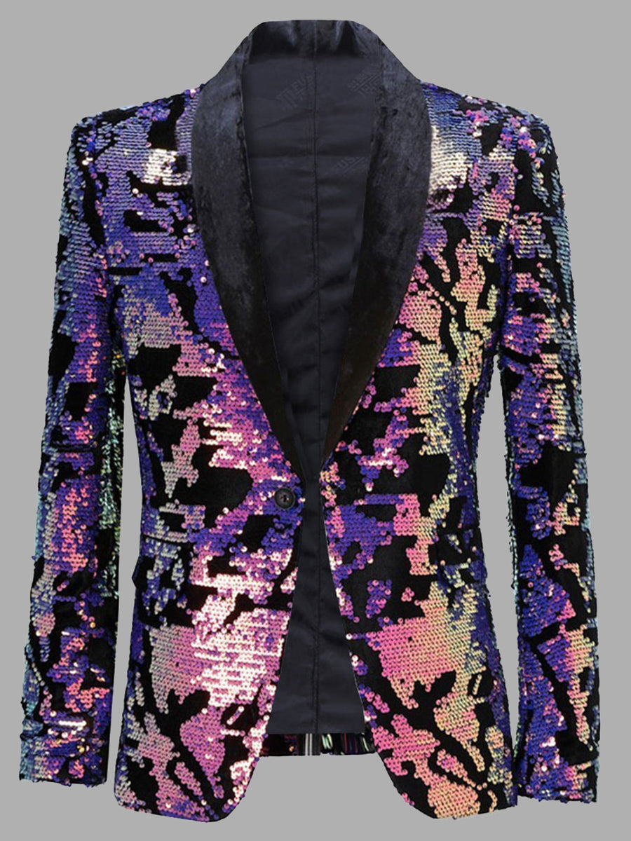 Lapel Sequin Slim Fit Men's Blazer SMLB117