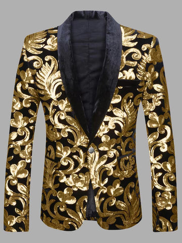 Long Sleeve Sequin Slim Fit Men's Autumn Winter Blazer SMLB116