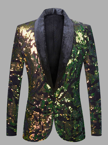 Lapel Sequin Slim Fit Men's Blazer SMLB117