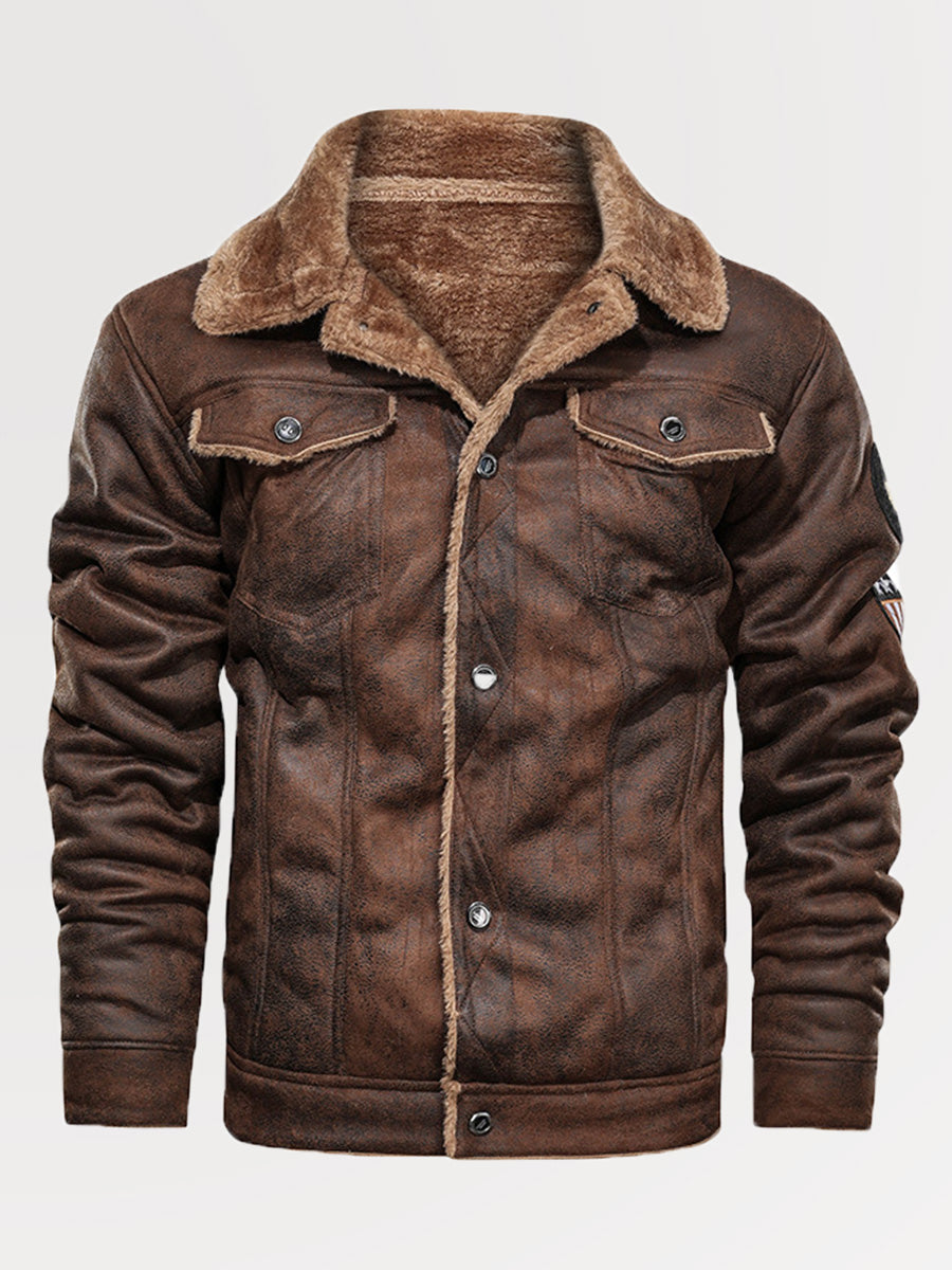 Men's Woolen Lining Winter Warm Suede Flight Jacket SM101801