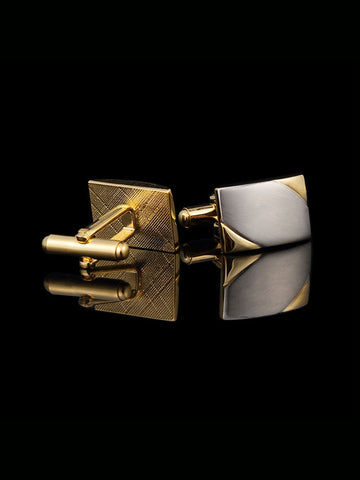 Men's Gold Brushed Metal Color Contrast Cufflinks SM111009