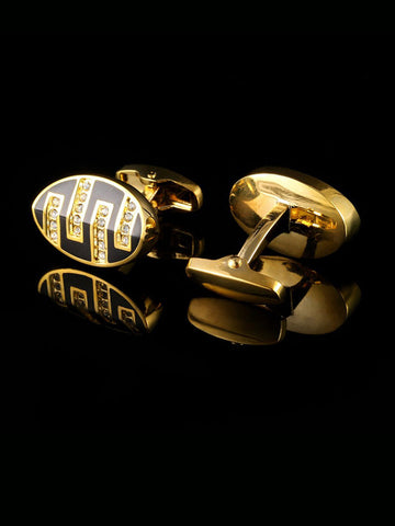 Men's French Oval Shape Zircon Inlaid Cufflinks SM112302