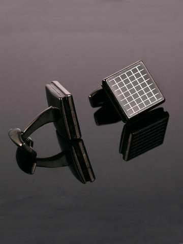 Men's Black Metal Palid Pattern French Cufflinks SM112303