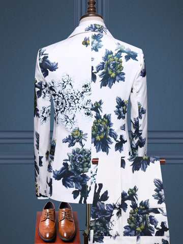 Men's Floral Print Casual Blazer Two Piece Set SM102506