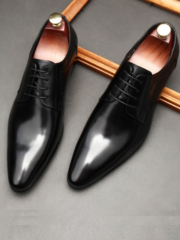 Men's Pointed Toe Shinny Leather Oxford Shoes SM101107