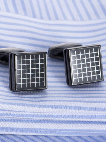 Men's Black Metal Palid Pattern French Cufflinks SM112303