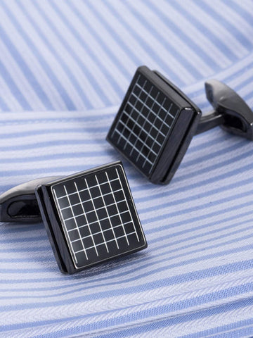 Men's Black Metal Palid Pattern French Cufflinks SM112303