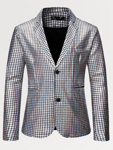 Men's Regular Fit Cocktail Party Shiny Sequin Blazer SM102604