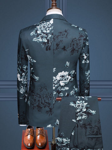 Men's Floral Print Casual Blazer Two Piece Set SM102506