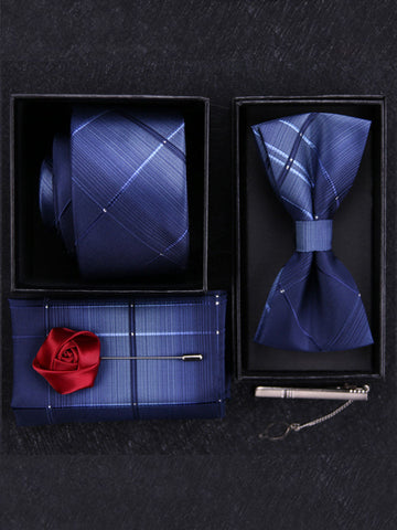 Men's Classic Suits Accessories 5 Piece Set Blue SM111002