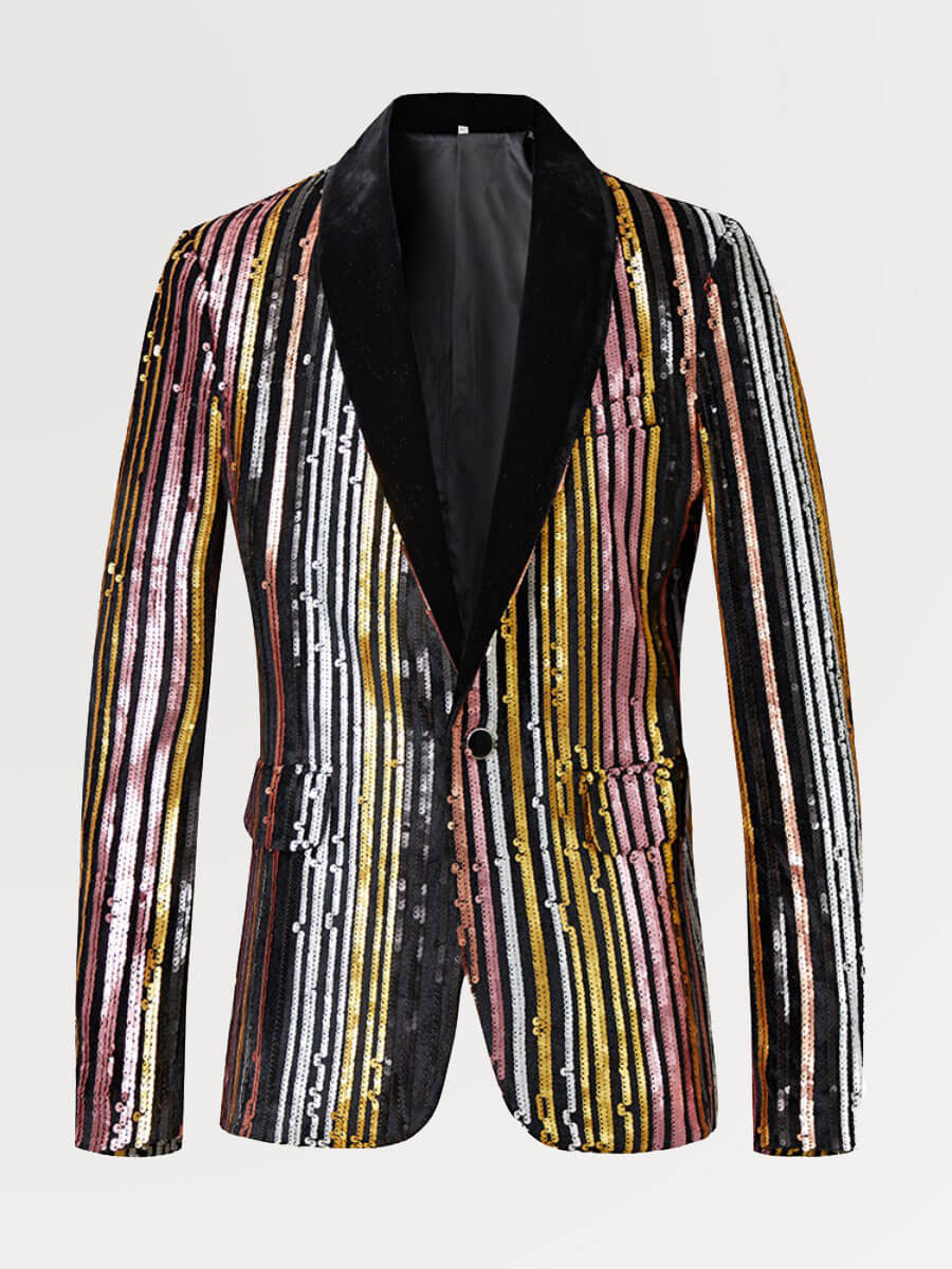 Men's Colorful Sequin Striped Tuxedo Blazer SM110206