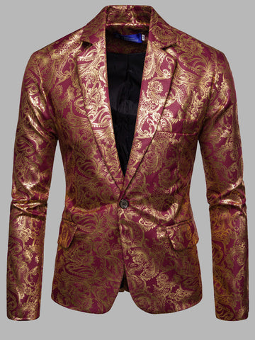 Men's Slim Fit Glossy Foil Print Groomsmen Dress SMLB124