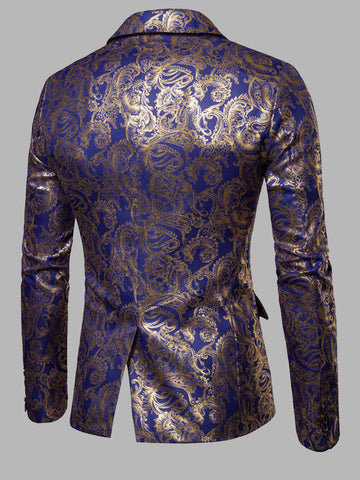 Men's Slim Fit Glossy Foil Print Groomsmen Dress SMLB124