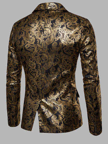 Men's Slim Fit Glossy Foil Print Groomsmen Dress SMLB124