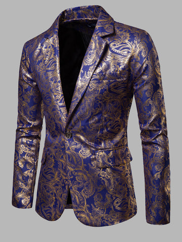 Men's Slim Fit Glossy Foil Print Groomsmen Dress SMLB124