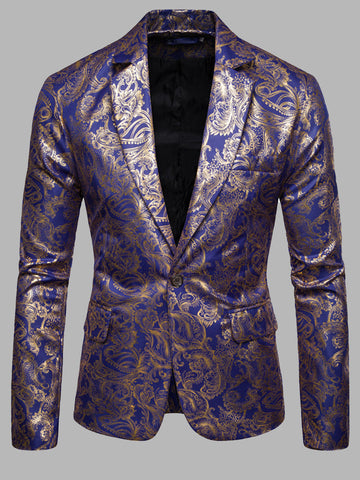 Men's Slim Fit Glossy Foil Print Groomsmen Dress SMLB124