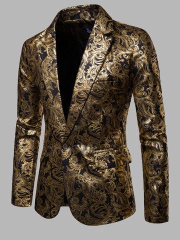 Men's Slim Fit Glossy Foil Print Groomsmen Dress SMLB124