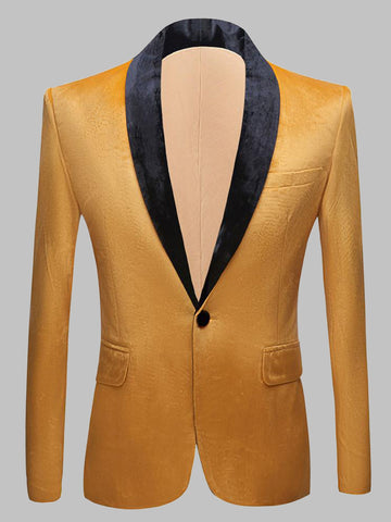 High Quality Men's Classic Gold Velvet Slim Fit Blazer SM090102