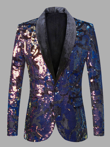 Lapel Sequin Slim Fit Men's Blazer SMLB117