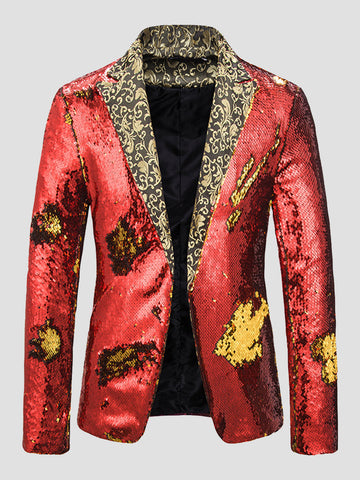 Men's Color Block Sequin Fashion Jacquard Blazer SM100601