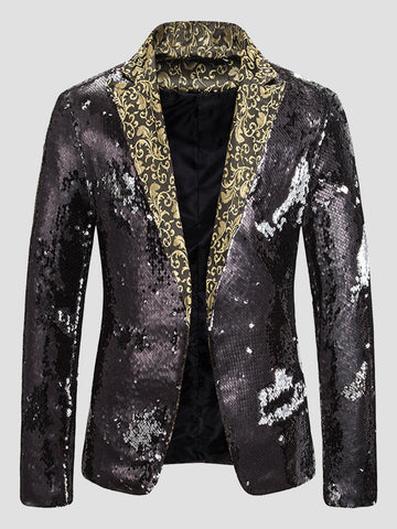 Men's Color Block Sequin Fashion Jacquard Blazer SM100601