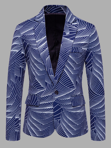 One Button Print Casual Autumn Winter Men's Blazer SMLB119