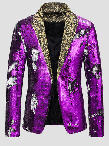 Men's Color Block Sequin Fashion Jacquard Blazer SM100601