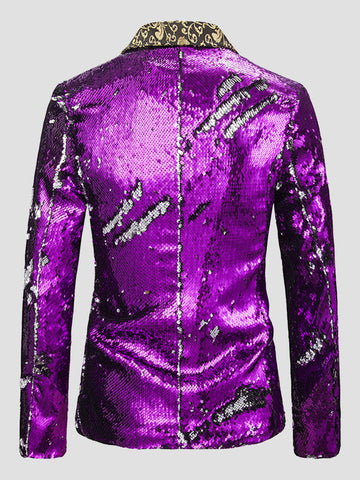 Men's Color Block Sequin Fashion Jacquard Blazer SM100601