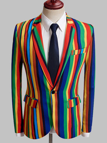 Men's Personalized Colorful Striped Suit SMLB143