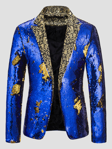 Men's Color Block Sequin Fashion Jacquard Blazer SM100601