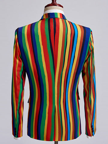 Men's Personalized Colorful Striped Suit SMLB143