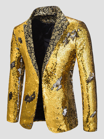 Men's Color Block Sequin Fashion Jacquard Blazer SM100601