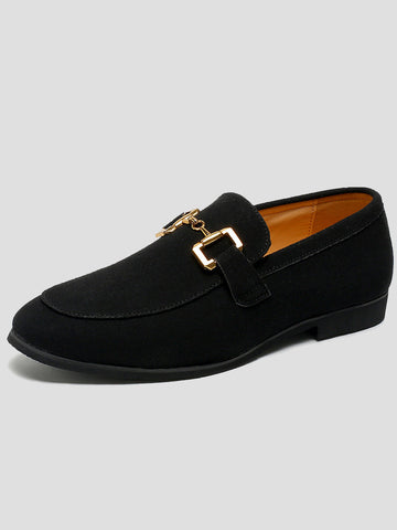 Men's Simple Pointed Toe Rubber Sole Black Casual Shoes SM092303