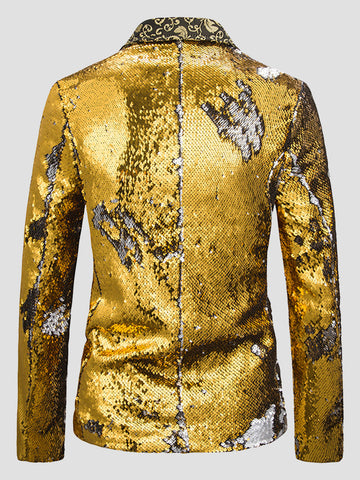 Men's Color Block Sequin Fashion Jacquard Blazer SM100601