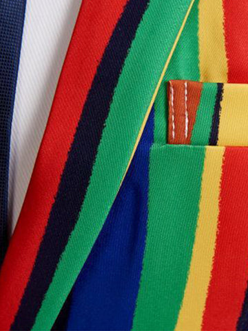 Men's Personalized Colorful Striped Suit SMLB143