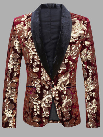 Long Sleeve Sequin Slim Fit Men's Autumn Winter Blazer SMLB116