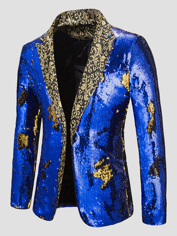 Men's Color Block Sequin Fashion Jacquard Blazer SM100601