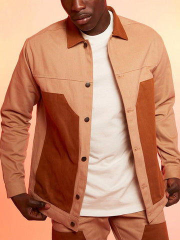 Long Sleeve Men's Color Contrast Jacket SMLB095