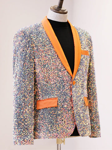 Men's Contrast Color Casual Sequin Party Blazer SMLB137