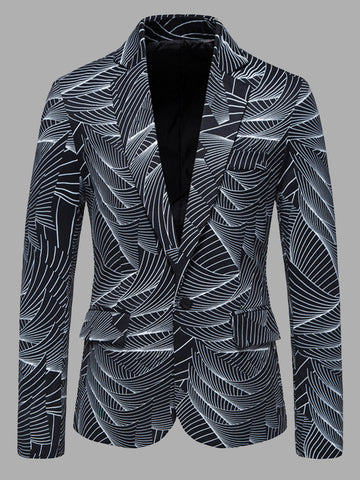 One Button Print Casual Autumn Winter Men's Blazer SMLB119