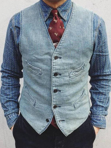 Slim Fit Men's Denim Vest SMLB098