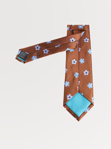 Men's Orange Floral Print Satin Formal Necktie SM112404