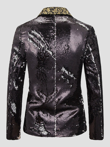 Men's Color Block Sequin Fashion Jacquard Blazer SM100601