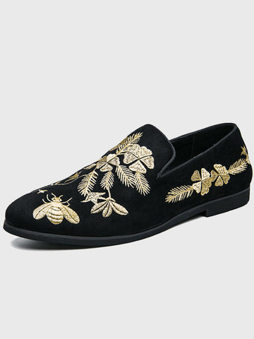 Business Chinese Style Embroidered Black Men's Shoes SM092016