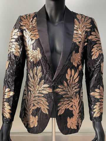 High Quality Gold Glitter Applique Blazer + Pants Suits SM090103