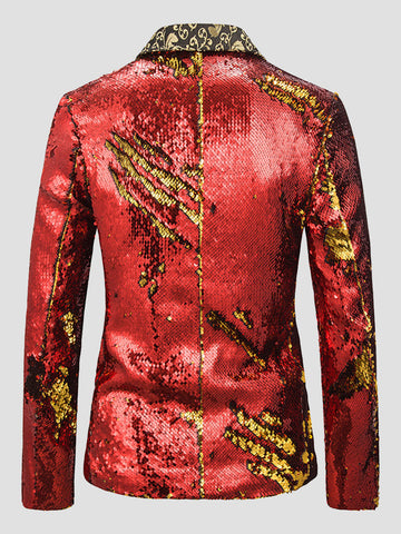 Men's Color Block Sequin Fashion Jacquard Blazer SM100601