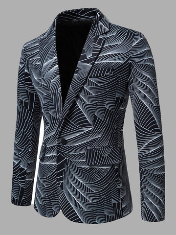 One Button Print Casual Autumn Winter Men's Blazer SMLB119