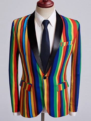 Men's Personalized Colorful Striped Suit SMLB143